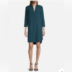 Worthington Teal 3/4 Sleeve Dress. V neck. EUC. Size Large